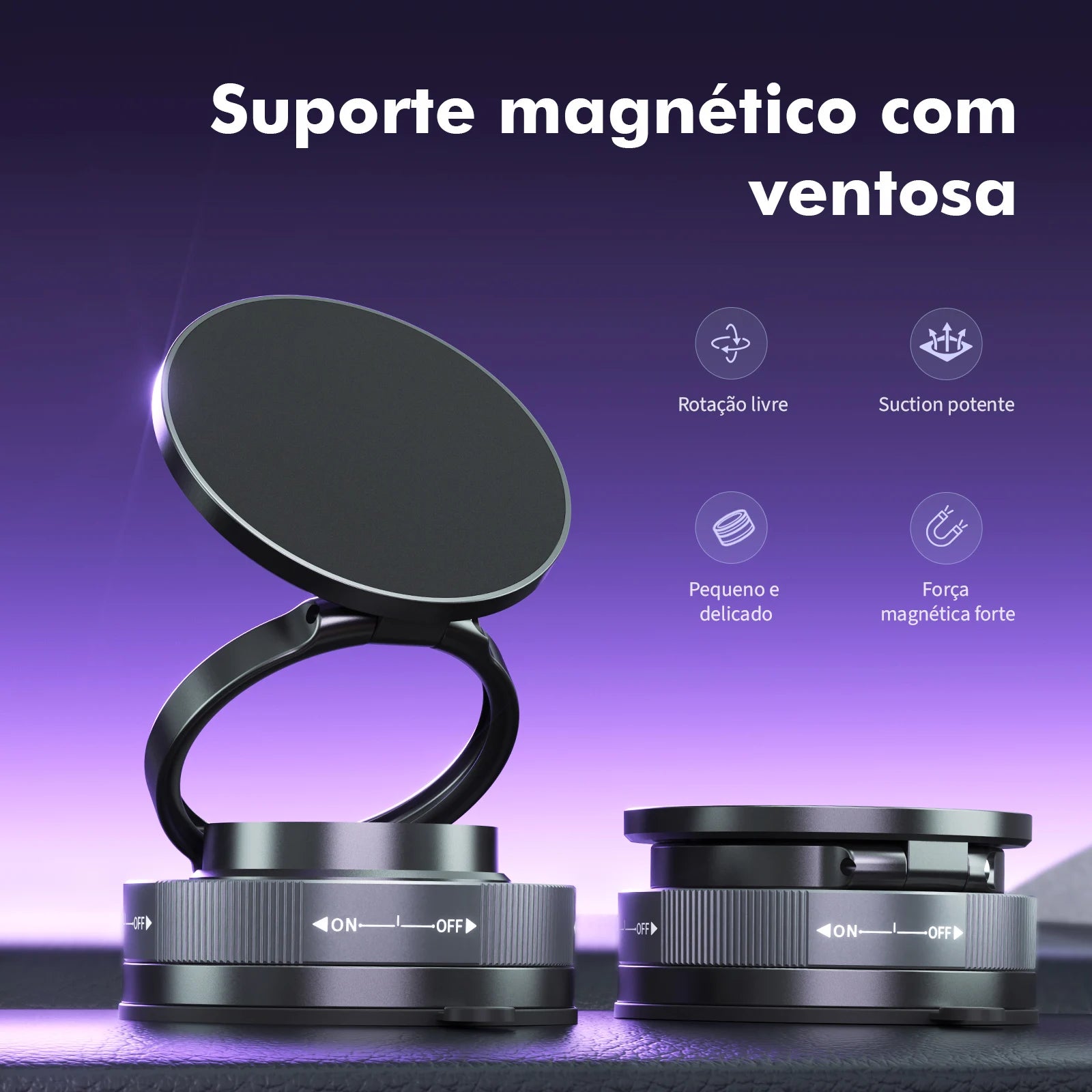 Magnetic Car Holder With Sink, Swivel 360 °, Compatible with iPhone 12-17 and Android, Brazil Coibeu