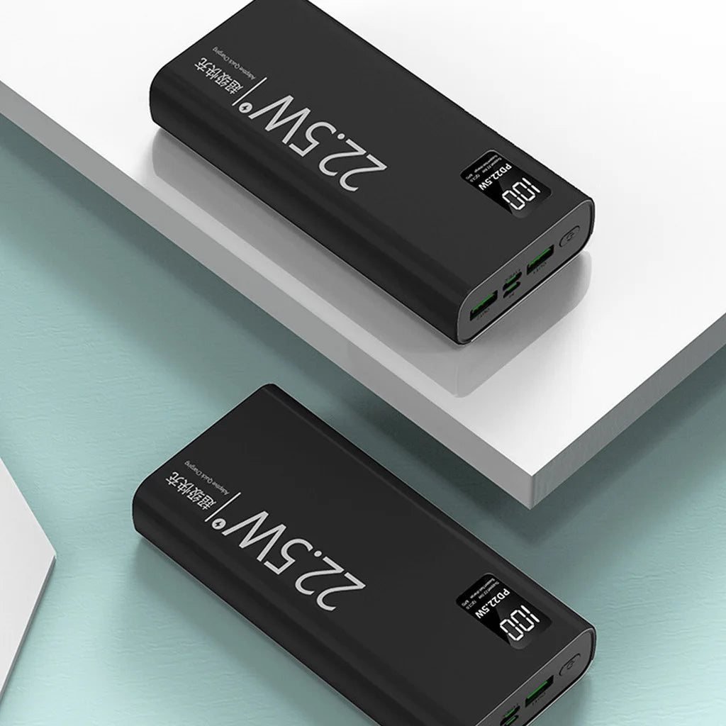 Power Bank 20000mAh Portátil com Tela LCD, Carregamento Rápido e 2 Saídas USB para Celular, Tablet e Viagem