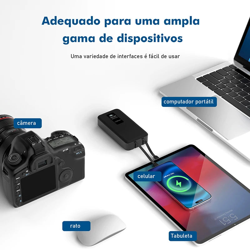 10000 and 20000 mAh, Portable Power Bank, Rechargeable Batteries, Portable Powerbank, Come with TYPE-C, USB, Digital Display