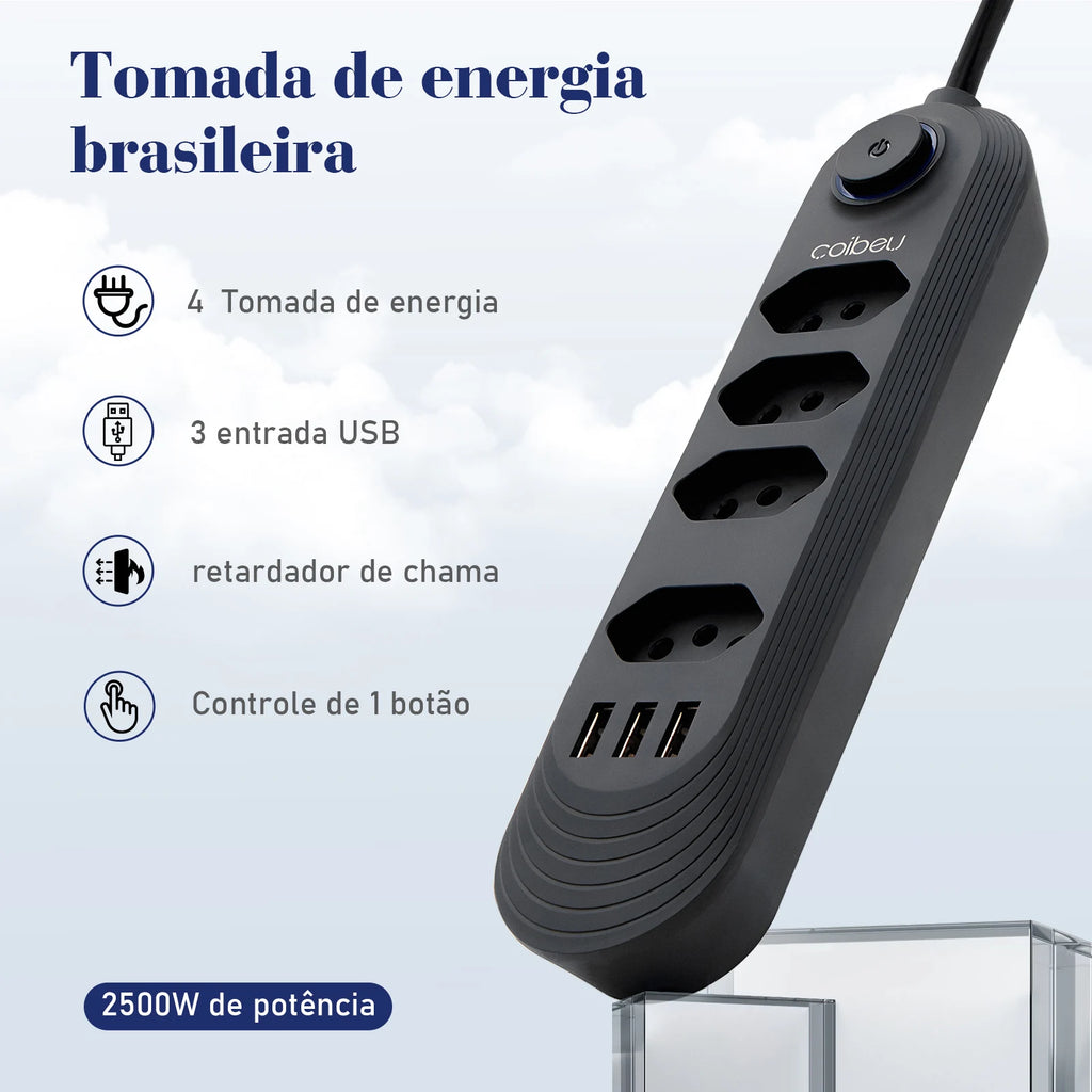 Extension Socket, Power Extension, USB Socket, Socket Line Filter, Regua Power Sockets, Electric Extension, 110-220V,10A