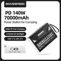 MOVESPEED Z70Pro Power Bank 70000mAh 140W PD Fast Charge External Battery Power Station w/ Flashlight for Laptop Outdoor Camping