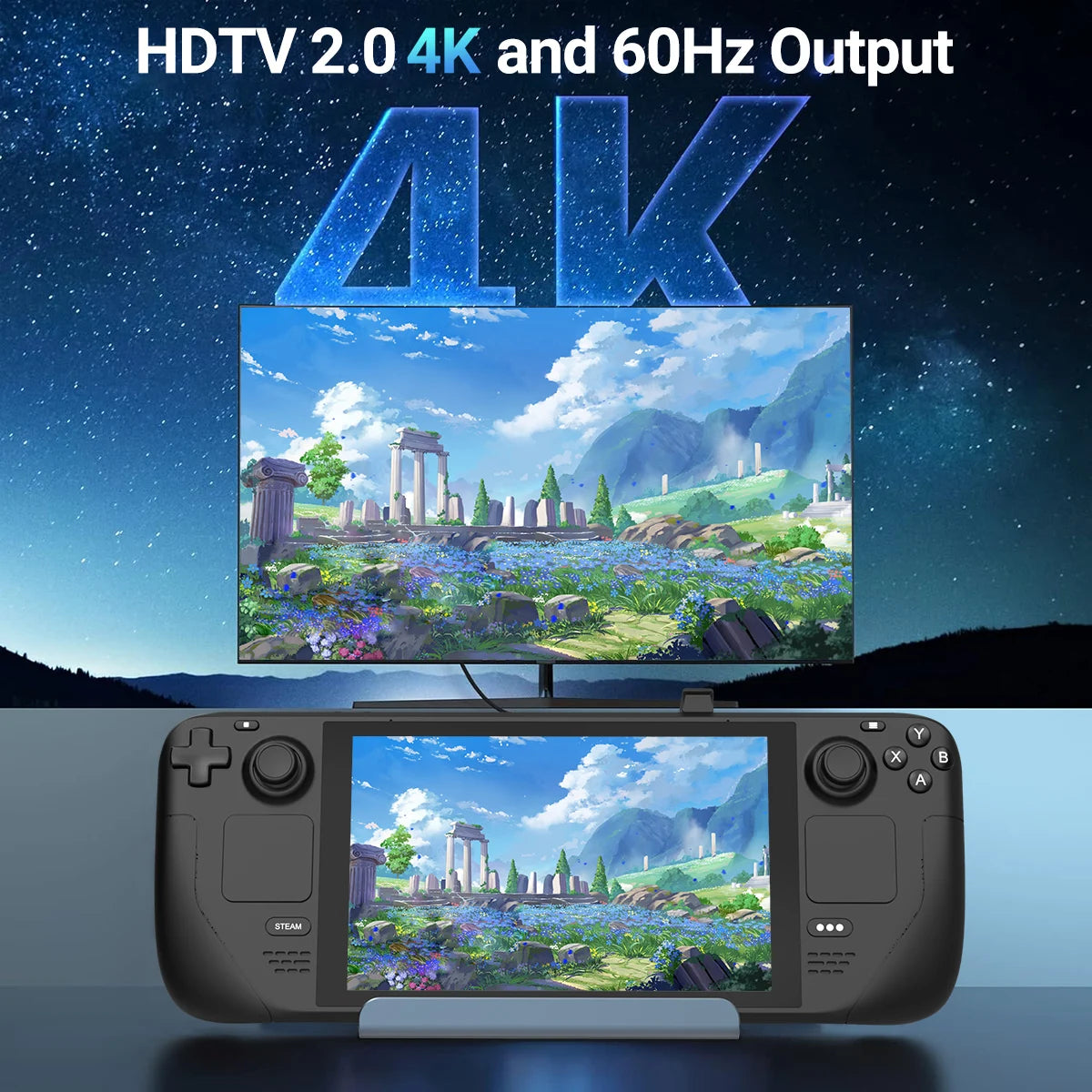 Estação de acoplamento USB C 5 em 1, Hub de jogos HDMI 4K@60Hz, Carregamento PD 100W, 3 portas USB 2.0, Adaptador Tipo C para Steam Deck ROG Ally Switch
