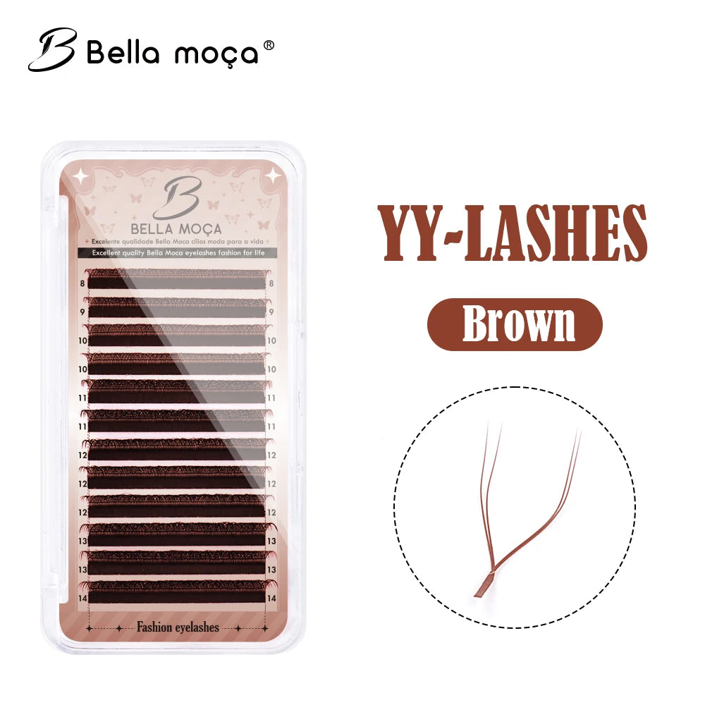 Bella moça 10PCS BrownYY/3DW/4DW/5DW Lashes 0.07 D 814MM Brown fashion Lashes Soft Premade Volume Fans Lashes