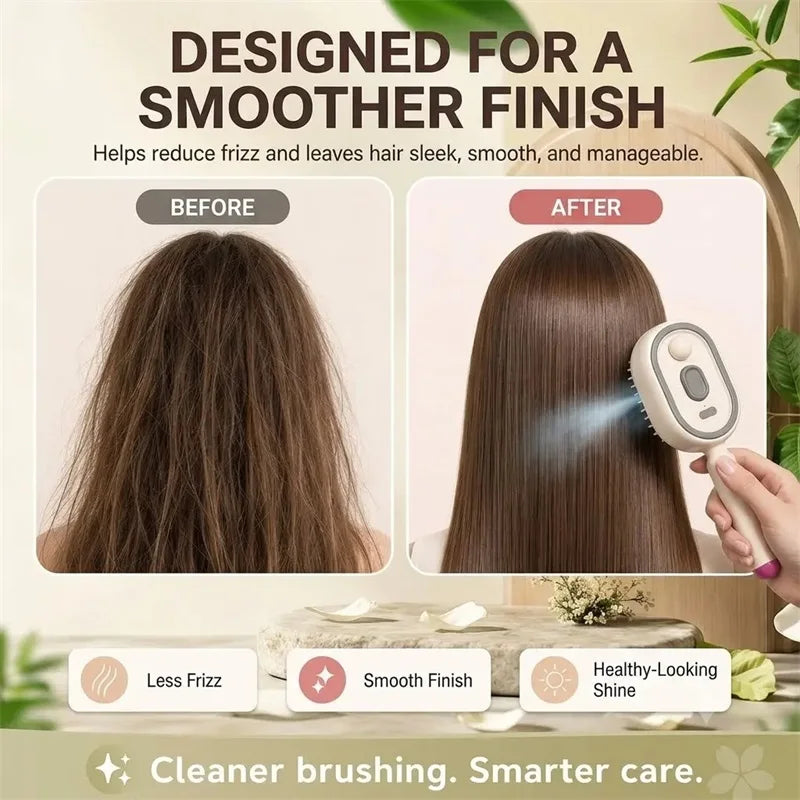 New Wet Electrics Hairbrush with Water Spray Rechargeable Steams Hair Straightener USB-C Charging for Both Long & Short Hairs