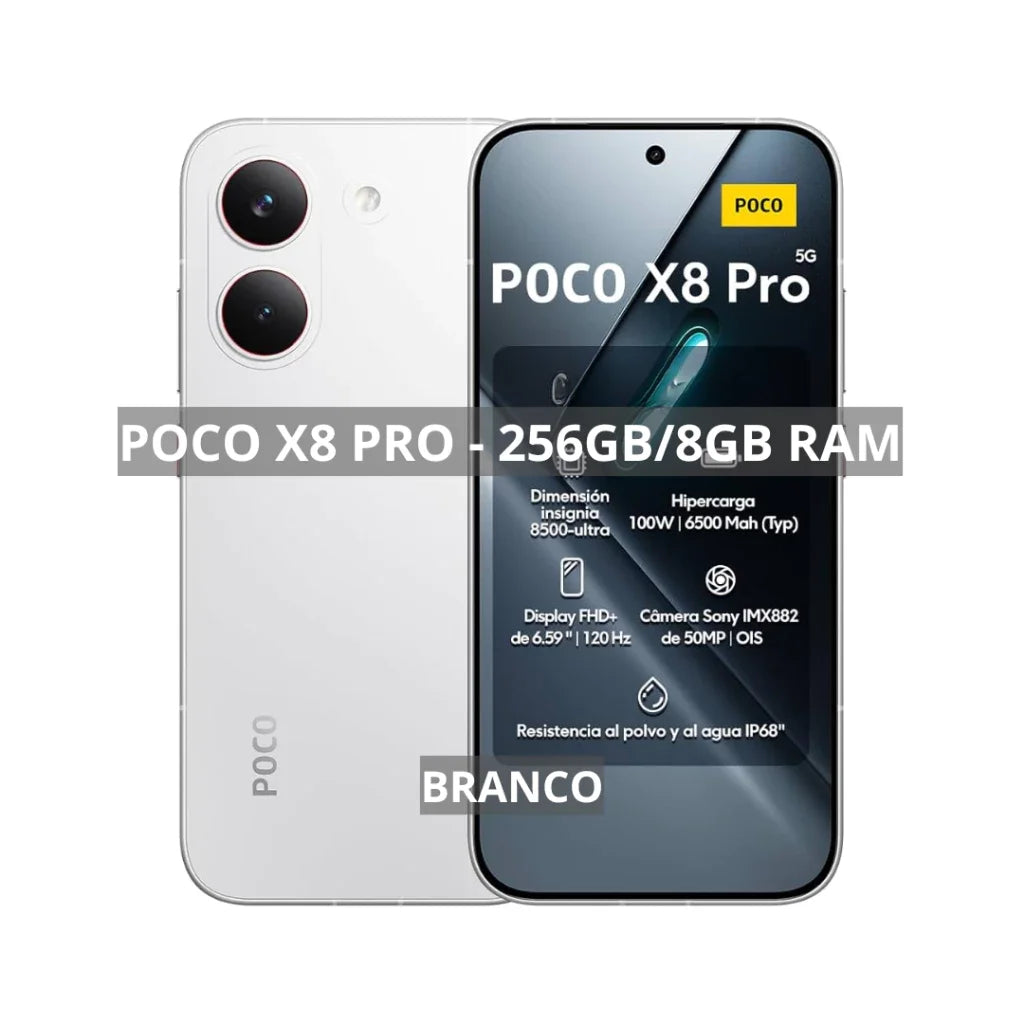 Poco X8 PRO 5G, 256/8GB, MediaTek Dimensity 8500-Ultra, Bateria 6500mAh,Versão Global ,Câmera 50MP