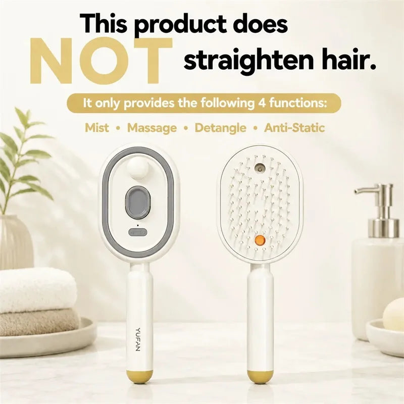 New Wet Electrics Hairbrush with Water Spray Rechargeable Steams Hair Straightener USB-C Charging for Both Long & Short Hairs
