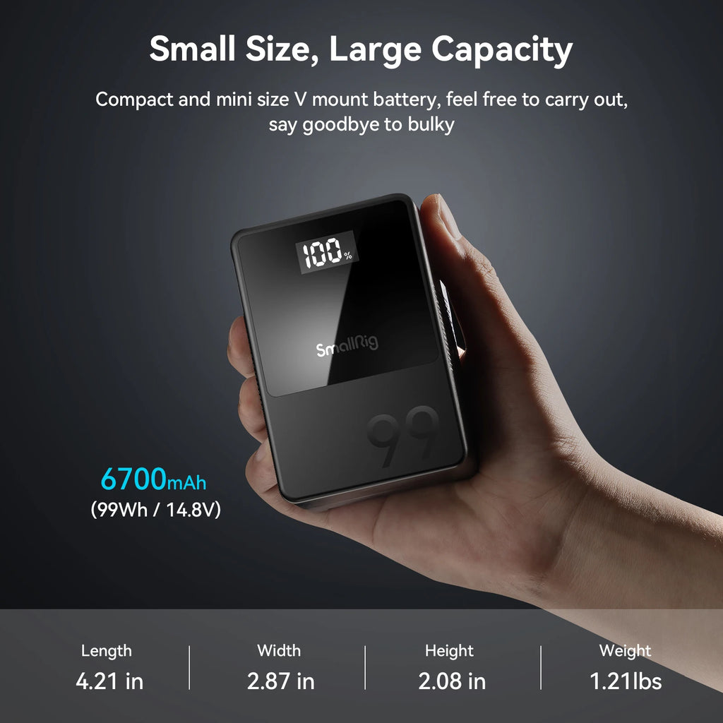 SMALLRIG VB99 V Mount Battery 99Wh 6800mAh Power Bank with OLED Screen for Camera Camcorder Monitor Video Light Phone