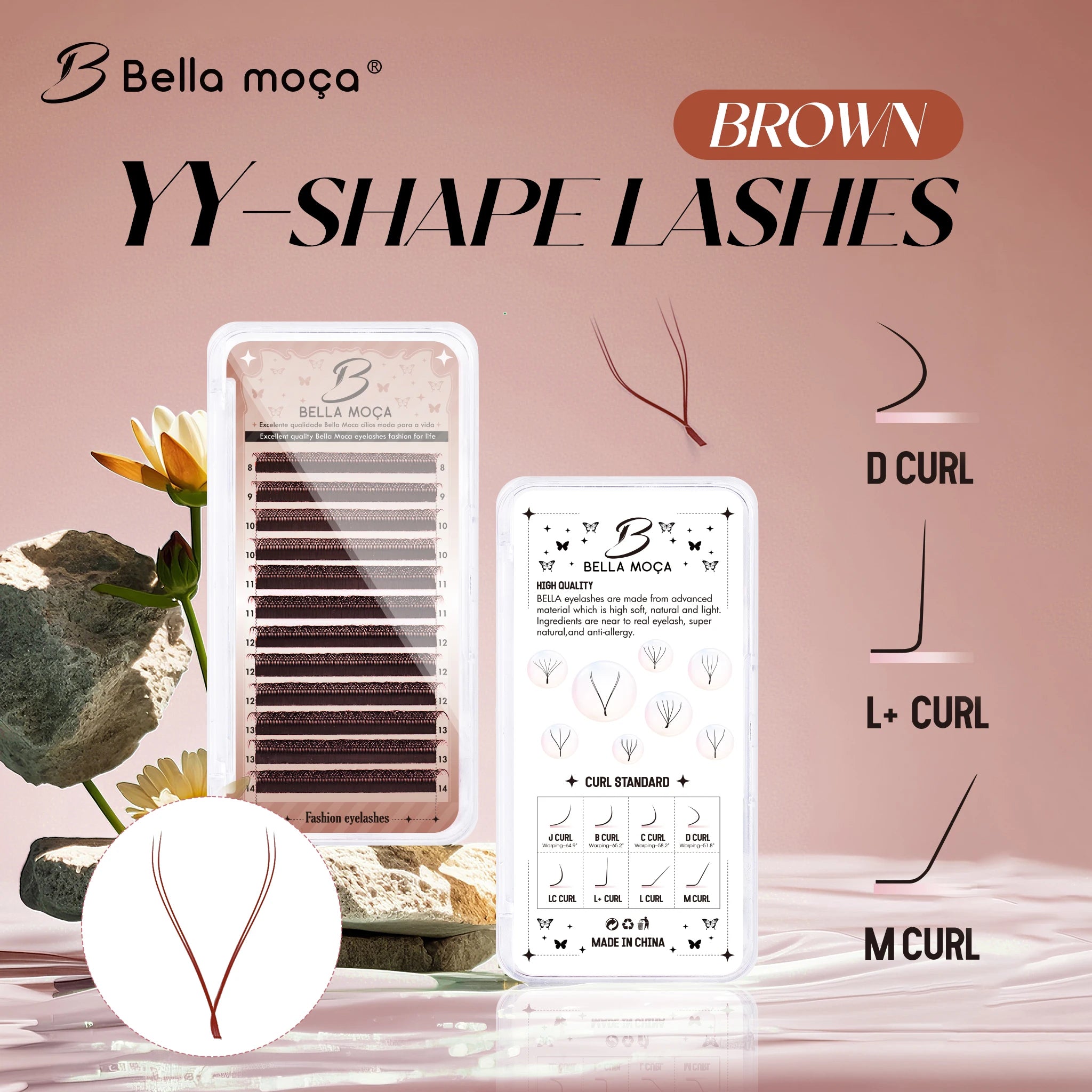 Bella moça 10PCS BrownYY/3DW/4DW/5DW Lashes 0.07 D 814MM Brown fashion Lashes Soft Premade Volume Fans Lashes