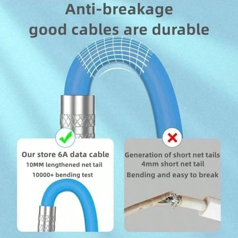 Brazil 120W 6A Super Fast Charge Type-C Liquid Silicone Cable Quick Charge PD 60W USB Date Wire
