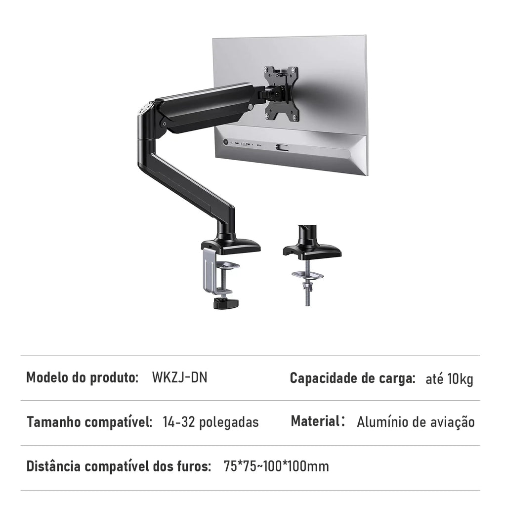 Articulated monitor arm, TV mount, desktop full-motion monitor holder, mechanical spring arm, aluminum monitor stand