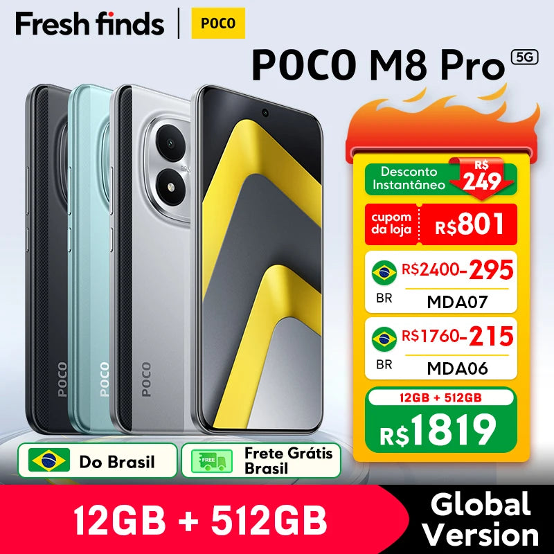 【World Premiere】POCO M8 Pro 5G Smartphone Global Version NFC Snapdragon® 7s Gen 4 6500mAh 100W HyperCharge 6.83" 120Hz display