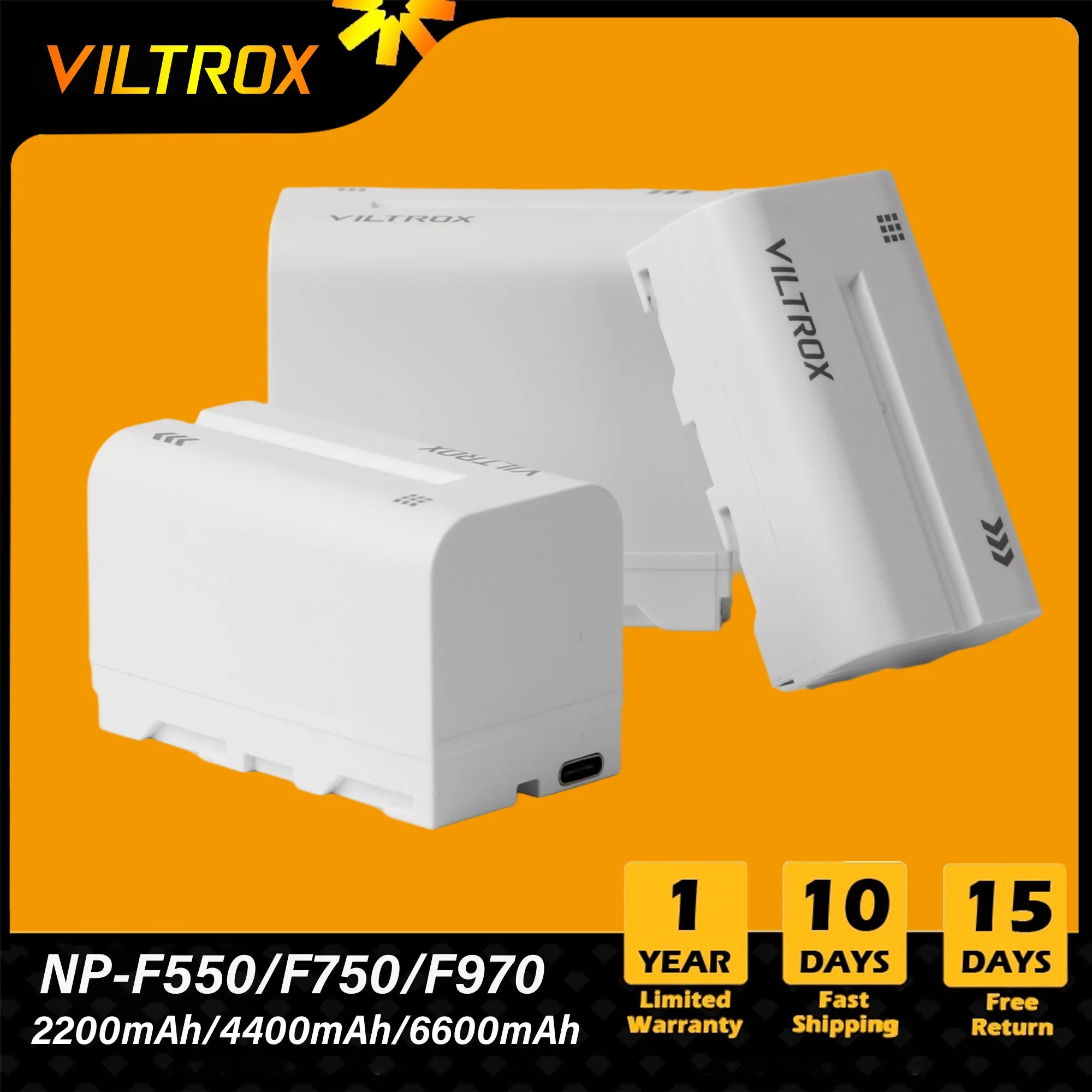 Viltrox F550 F750 F970 USB-C Battery USB-C Fast Charging Rechargeable Lithium-Ion for Sony Camera Monitor LED Light Video Light